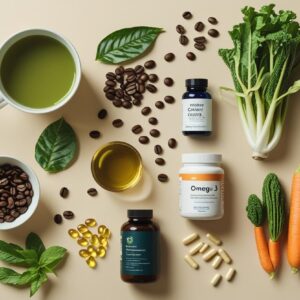 Flatlay d’une balance, d’un carnet de suivi avec moyenne hebdomadaire, d’un mètre ruban et d’un smartphone de tracking, symbolisant le suivi de la perte de poids.