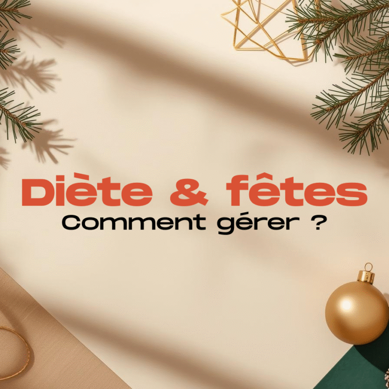 Image de Noël minimaliste aux couleurs Saisen Body, avec design premium et éléments festifs, utilisée comme visuel d’article sur la gestion de la diète pendant les fêtes.